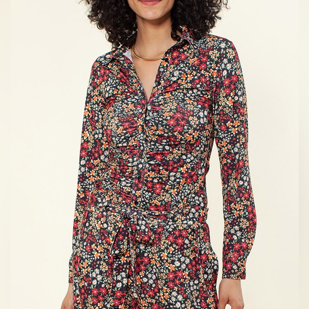 NWT HALE BOB‎ Amberlynn Jersey Top Long Sleeve Button Up Blouse Floral